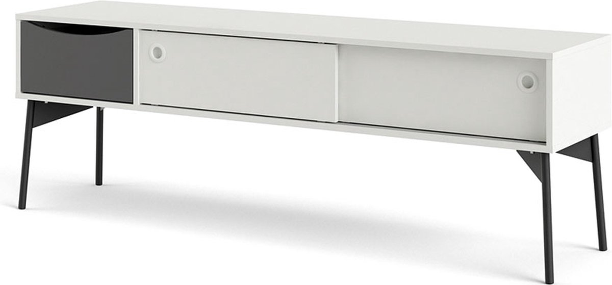 Tvilum Elly TV-meubel 2 schuifdeuren, 1 lade mat wit, grijs.
