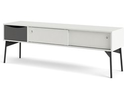 Elly TV-meubel 2 schuifdeuren, 1 lade mat wit, grijs.
