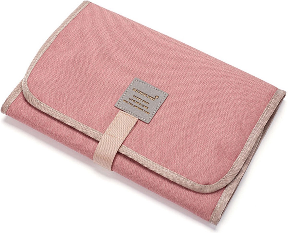 Verschoonmatje voor Onderweg - Roze - Verschoningsmatje Baby - Waterbestendig - Opvouwbaar - Clutch Verschoonmat