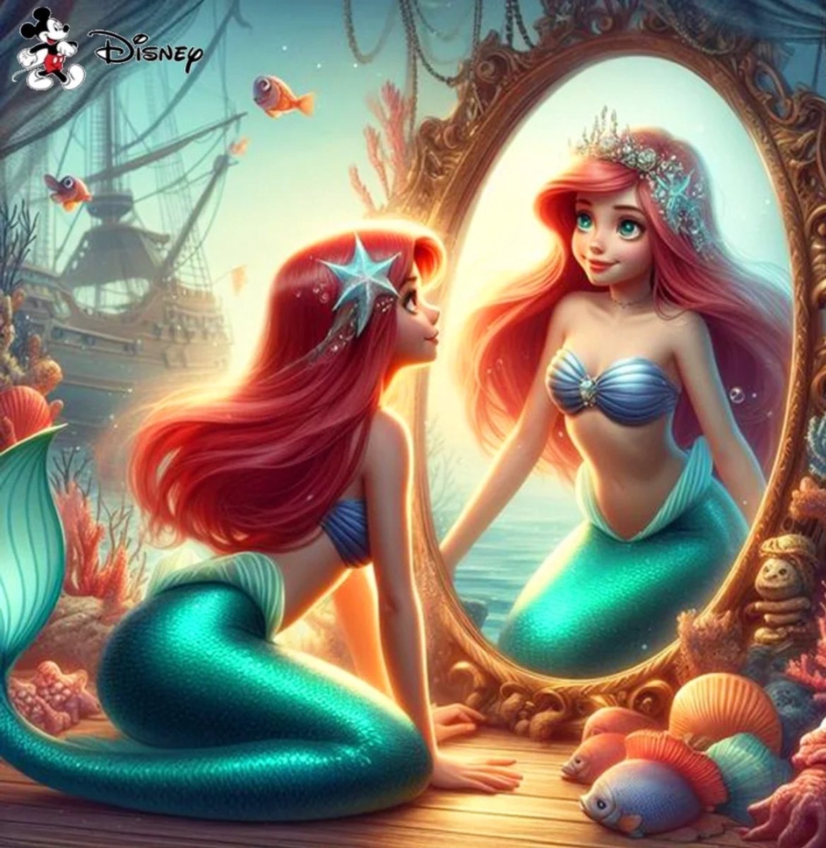 Diamond painting Disney De kleine zeemeermin 50x70 ronde steentjes