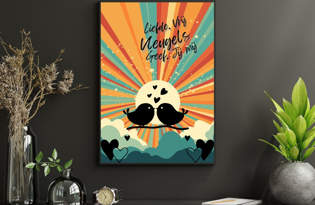 Lise Schrijft | Poster | INCLUSIEF LIJST | Vleugels | A3 | Quote | Inspirerend | Zonsondergang | Vogels | Liefde | Duurzaam | 250 gr/m2 | Woonkamer | Slaapkamer | Accessoires | Vrolijk