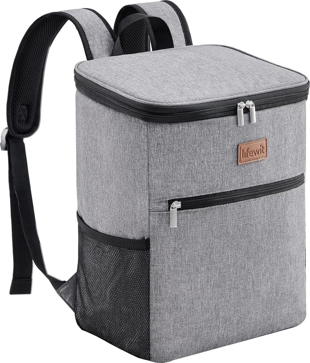 Lifewit 24 Liter Koelrugzak Met Harde Voering, Grote Geïsoleerde Picknicktas, Koeltas voor Kamperen/Picknick/Reizen(Grijs)