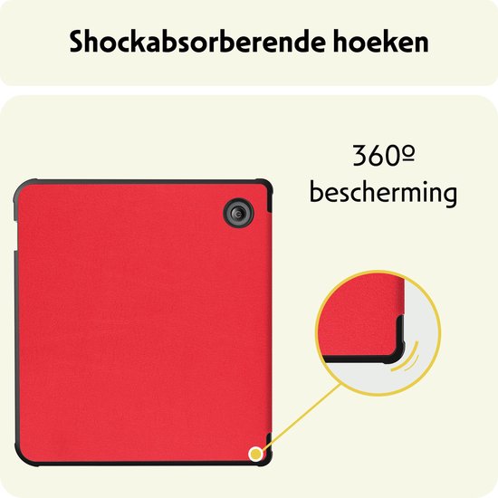 Hoesje Geschikt voor Kobo Libra Colour Hoes Bescherm Hoesje Case Sleep Cover - Hoes Geschikt voor Kobo Libra Colour Hoesje - Rood van Hoesje  — afbeelding 4
