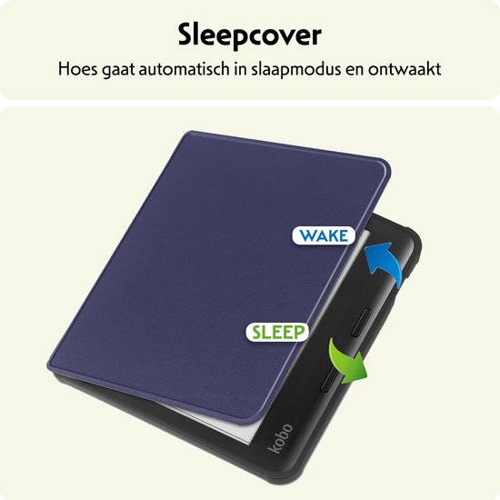 Hoesje Geschikt voor Kobo Libra Colour Hoes Bescherm Hoesje Case Sleep Cover Met Screenprotector - Hoes Geschikt voor Kobo Libra Colour Hoesje - Donkerblauw van Hoesje  — afbeelding 3