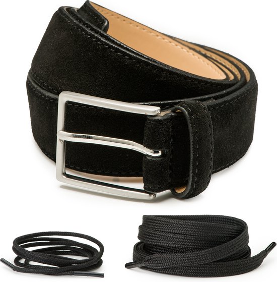 DTCH.FIT Suède riem Oliver Beige - verstelbare GunMetal gesp - 3,5cm