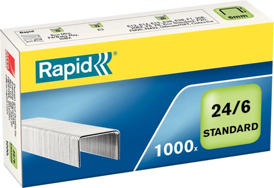 Rapid Standaard Nietjes 24/6 Gegalvaniseerd - Doos van 1000 Nietjes