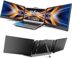 Professionele Portable Monitor Pro 2024 - Full HD - 13” / 17.3” Tri-Screen - Inclusief Beschermhoes en Kabels - Krachtige Laptop Scherm Uitbreider - Zwart