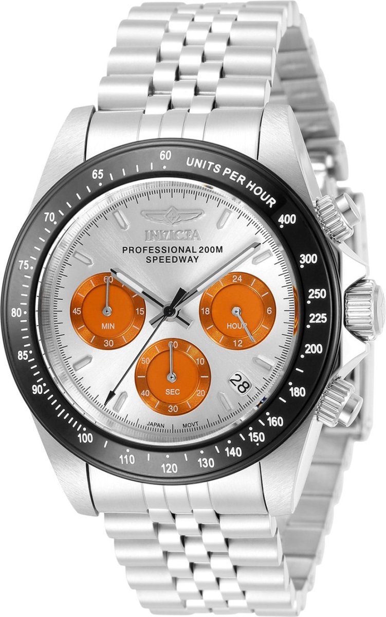 Invicta Speedway 31003 Heren Horloge - Waterdicht - Analoog - Quartz Uurwerk - Roestvrij Staal met zilveren Wijzerplaat - 39mm