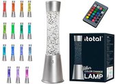 i-Total Lavalamp - Glitterlamp - Lava Lamp - Sfeerlamp - 41,5x10,8 cm - Glas/Aluminium - Afstandsbediening voor 16 Kleuren - XL2495