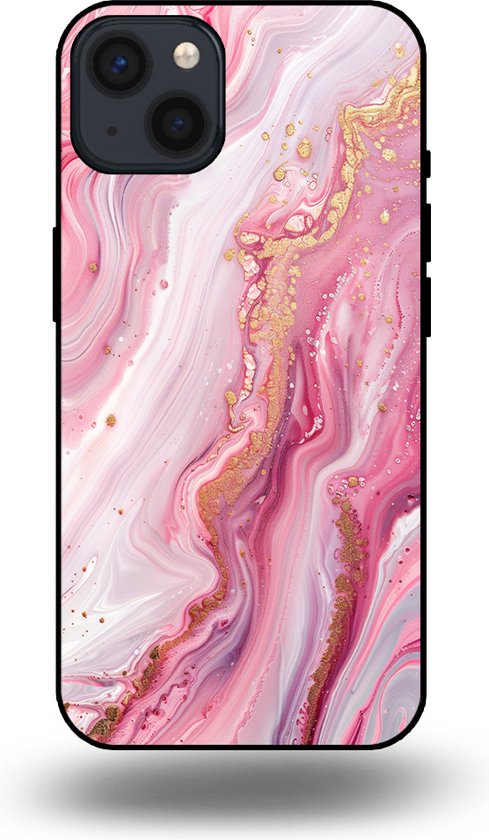 Smartphonica Telefoonhoesje geschikt voor iPhone 13 met marmer opdruk - TPU backcover case marble design - Roze geschikt voor iPhone 13