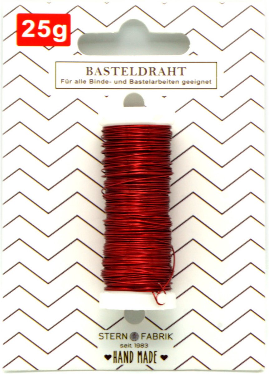 Stern Fabrik Kerststukje binddraad/wikkeldraad - rol - rood - 50 m x 0,35 mm - hobbydraad