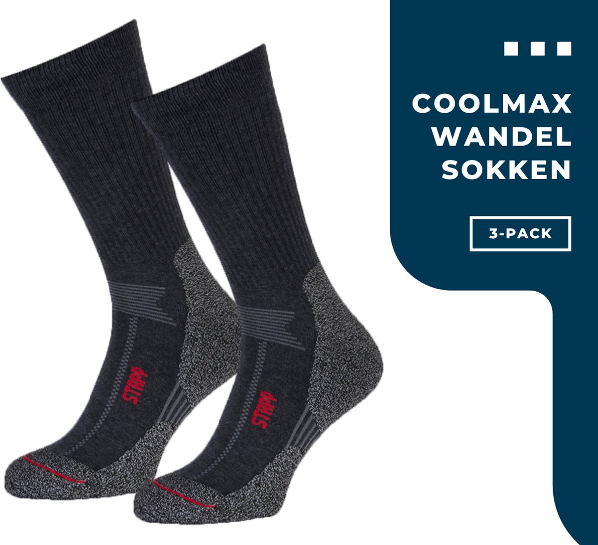 STAPP 3-Pack Boston All Season Werksokken Cordura Coolmax Heren Dames – 43-46 27410 Antraciet