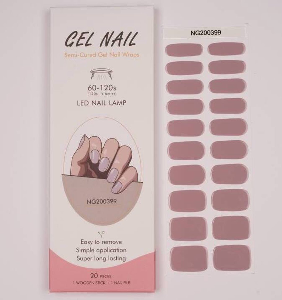 Goedkoopste Gel Nail Wraps – Gel Nagel Wraps – Gel Nail Stickers – Gel Nagel Folie - UV lamp – Taupe Lila