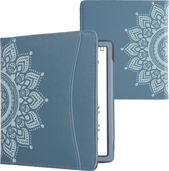 kwmobile flip cover geschikt voor Onyx Boox Leaf 2 - Hoes met handgreep en voorvak voor e-reader - Book case in blauw - Opkomende Zon design van kwmobile — afbeelding 4