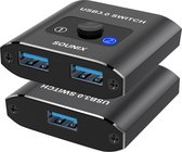 Sounix USB 3.0 Switch - 2 x USB 3.0 poorten - Aluminum - Voor Muis, toetsenbord, printer - 1 Stuk - Zwart
