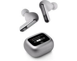 JBL Live Beam 3 - Draadloze Noise Cancelling Oordopjes - Oortjes Draadloos - Bluetooth - Stick Design - Smart Charging Case met Display - 48 uur batterij - Zilver