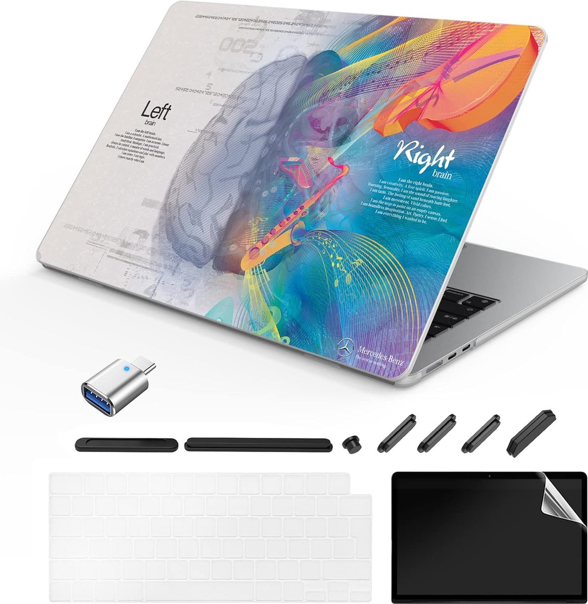 Compatibel MacBook Air 13.6" Case 2022 Release Model: A2681 M2 Chip, Gedrukt Patroon Hard Shell Laptop Sleeve voor MacBook Air 13.6, Intellectual Brain A7