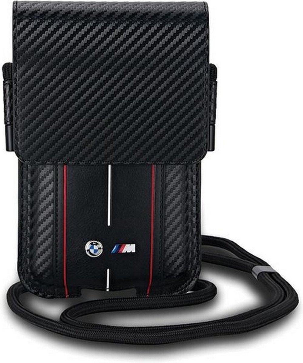 BMW Carbon Red Stripes Heuptas - (Geschikt voor Scherm tot 7 Inch) - Zwart