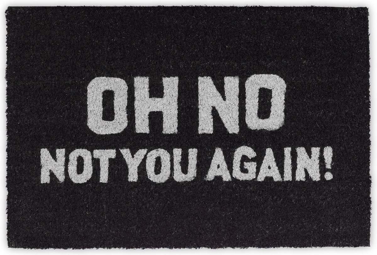deurmat kokos - met tekst - oh no - 60 x 40 cm - antislip - zwart-wit