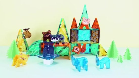 Magnetisch Speelgoed - Magna Tiles - Roosly - 30stuk Jungle Montessori Speelgoed Magnetische Bouwstenen