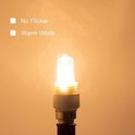 Glow G9 lamp met 'No Flicker' en 'Warm White' tekst, warm licht.