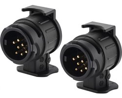 Aanhanger verloopstekker - 2 Stuks - Universele stekker - adapter verloop - 13 naar 7 polig - aanhangerstekkers - Auto / Caravan trekhaak verloop - Zwart - Aanhanger Stekker Verloop - 12V - waterdichte