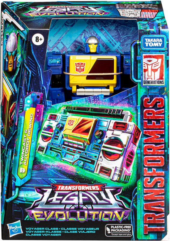 Transformers Generations Legacy Evolution Voyager Class figurine articulée Twincast et Autobot Rewind 18 cm