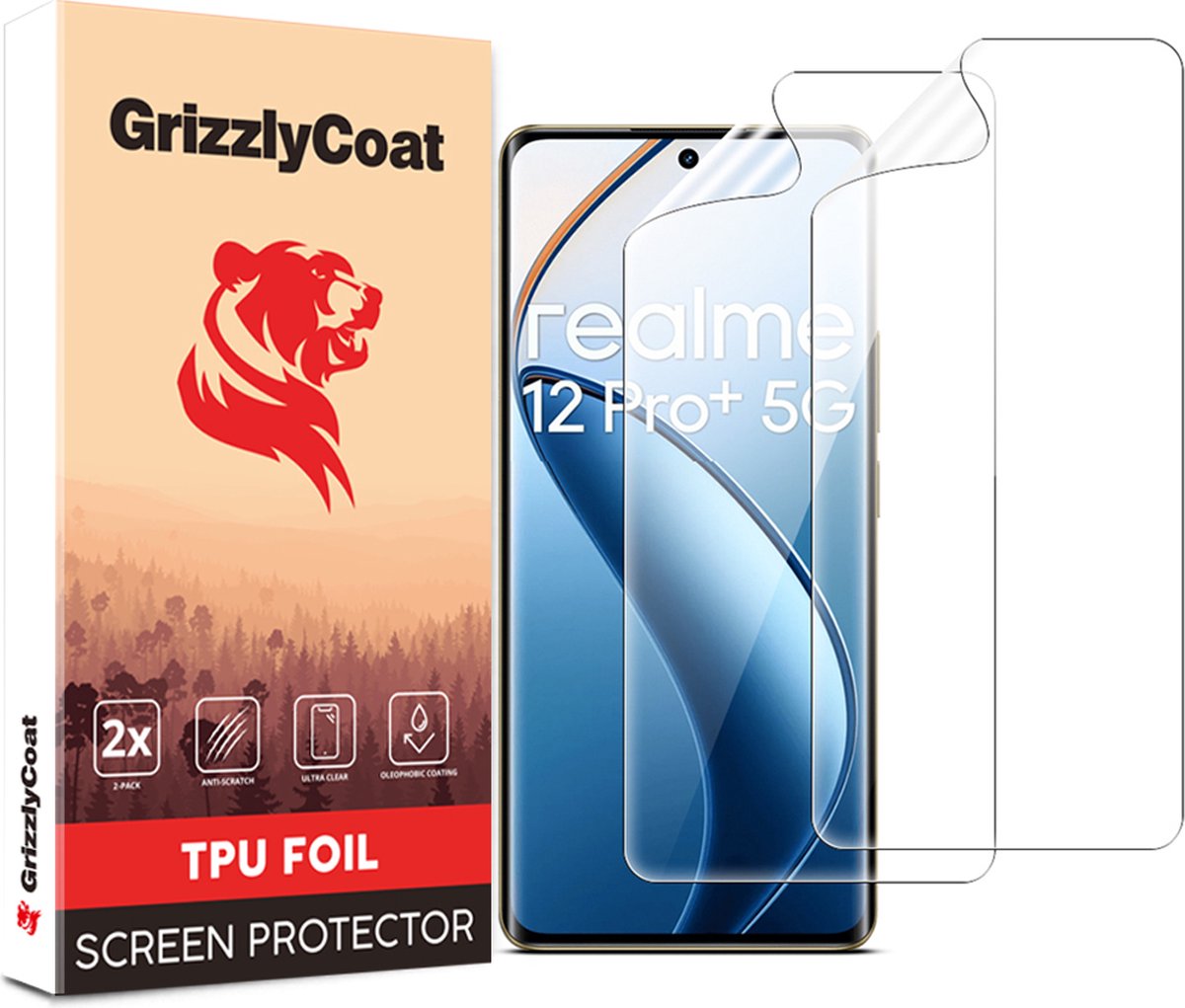 GrizzlyCoat Screenprotector geschikt voor Realme 12 Pro Plus Hydrogel TPU | GrizzlyCoat Screenprotector - Case Friendly (2-Pack)