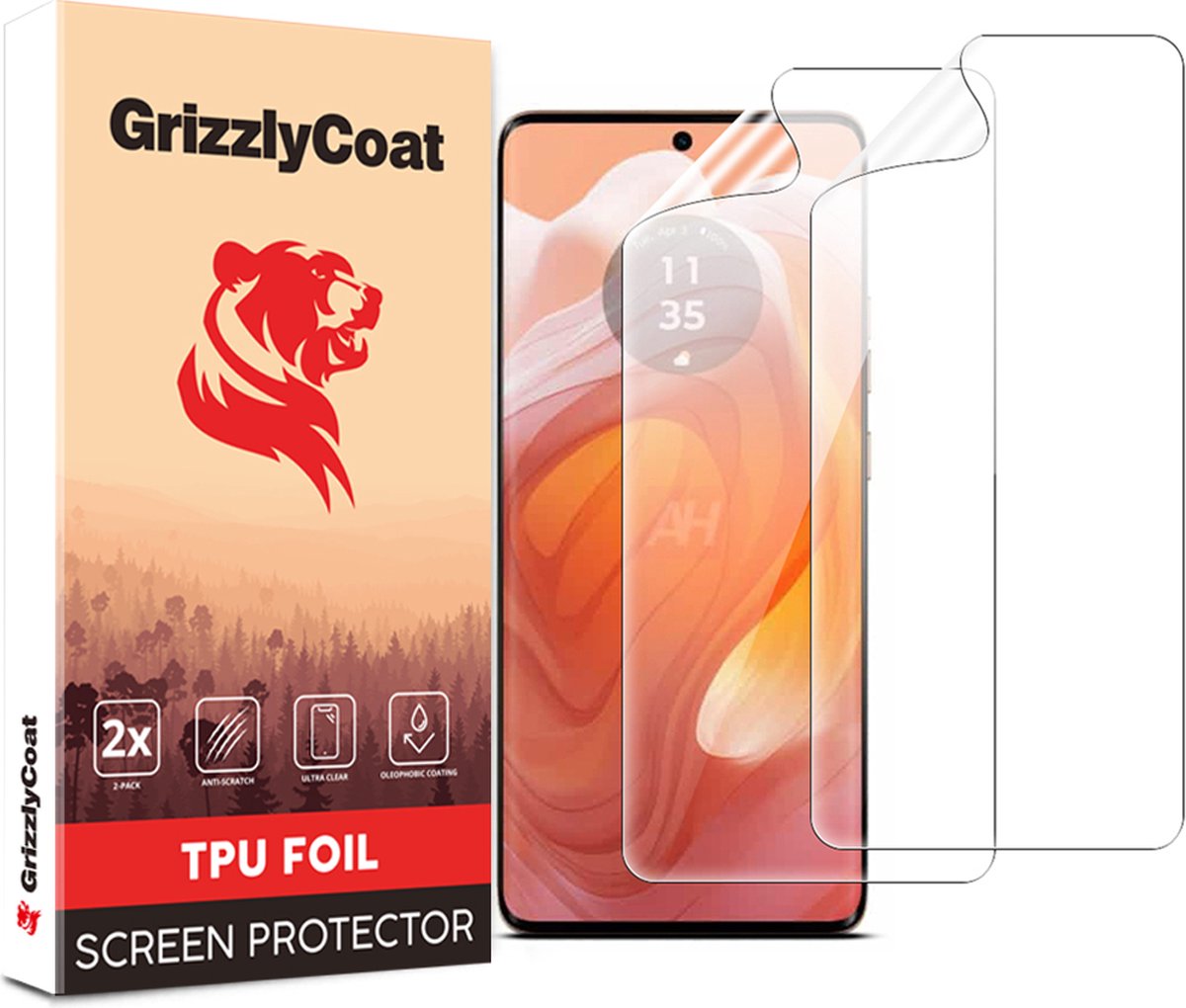 GrizzlyCoat Screenprotector geschikt voor Motorola Edge 50 Ultra Hydrogel TPU | GrizzlyCoat Screenprotector - Case Friendly (2-Pack)