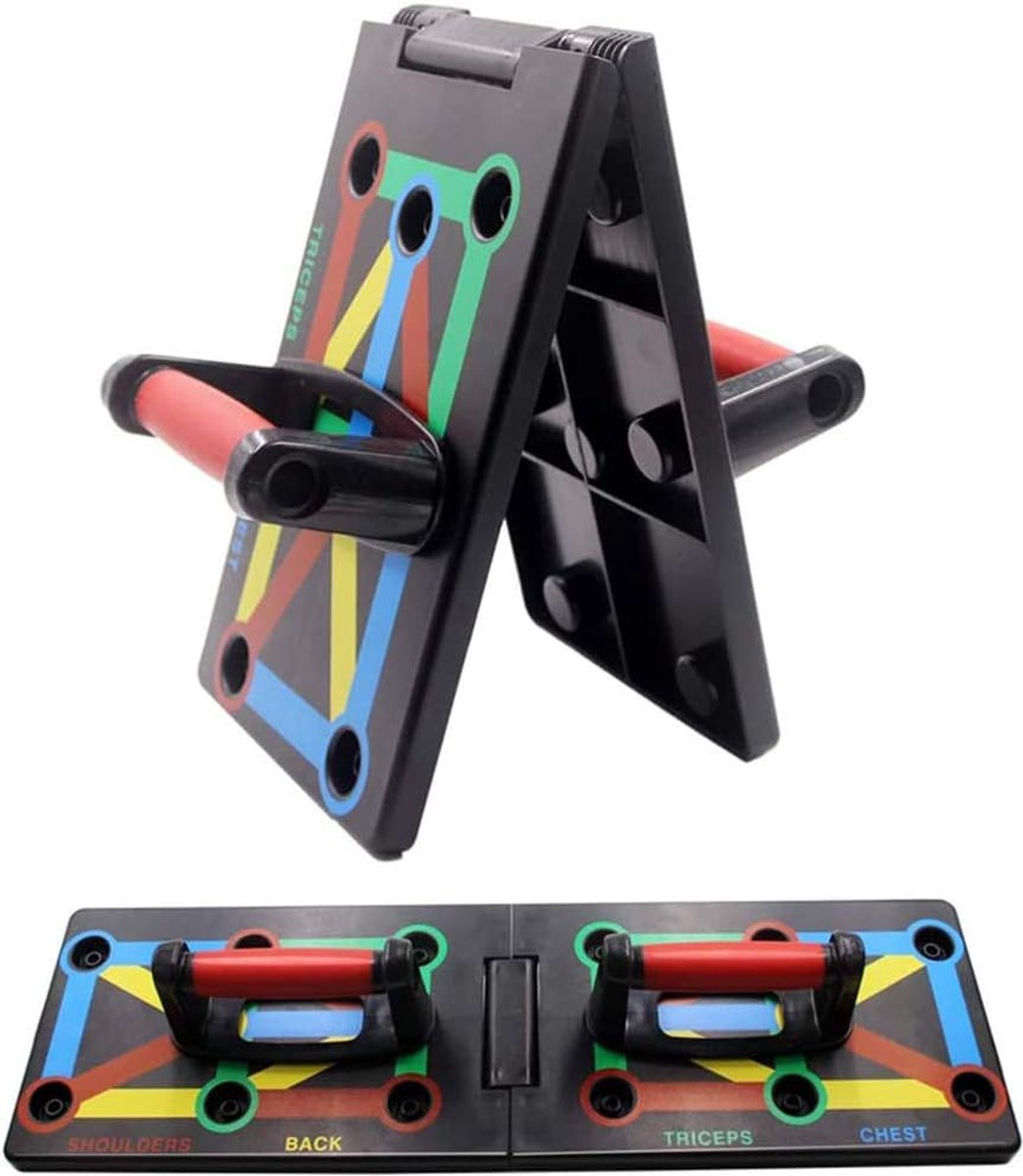 Opvouwbaar Push-Up Board met Kleurgecodeerde Handgrepen - Effectieve Spiertraining - Draagbaar en Compact Ontwerp - Fitness Accessoire voor Thuis en Onderweg