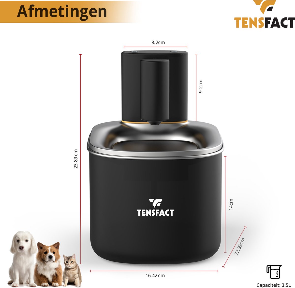 Drinkfontein Kat Of Hond Premium Design Draadloos Waterfontein Kattenfontein Met Bewegingssensor En Hepa Ultra Filtratie Zwart Tensfact 587082046