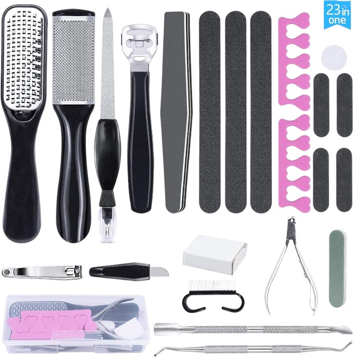 Goedkoopste 23-in-1 Pedicure Kit - Professionele manicure gereedschapset - Nagelknipper - Roestvrijstalen pedicure - Verzorgingsbestanden voor thuis en in de salon