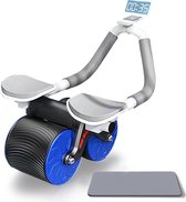 CNL Sight Ab Roller avec minuterie, roue abdominale, entraîneur de muscles abdominaux, rebond automatique avec doubles roues stables, entraîneur abdominal avec tapis de genou, équipement d'entraînement ABS, pour hommes et femmes (Zwart)