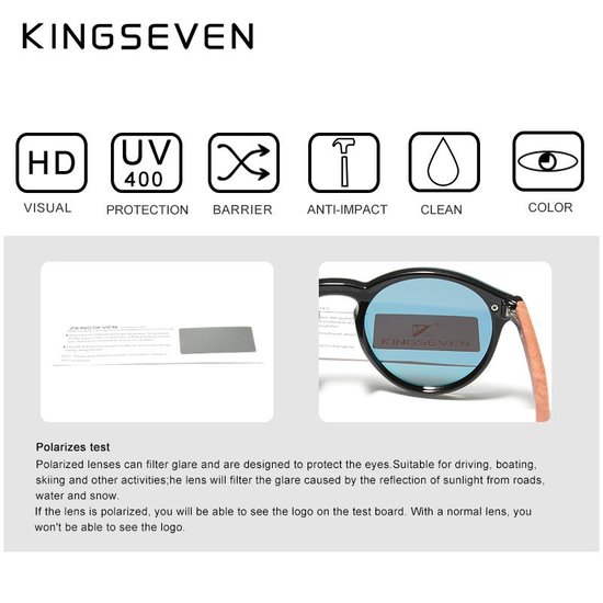 Kingseven zonnebril - UV400 - Gepolariseerd - Bamboo - Bruin - Brownstar - Z1319 van Kingseven — afbeelding 4