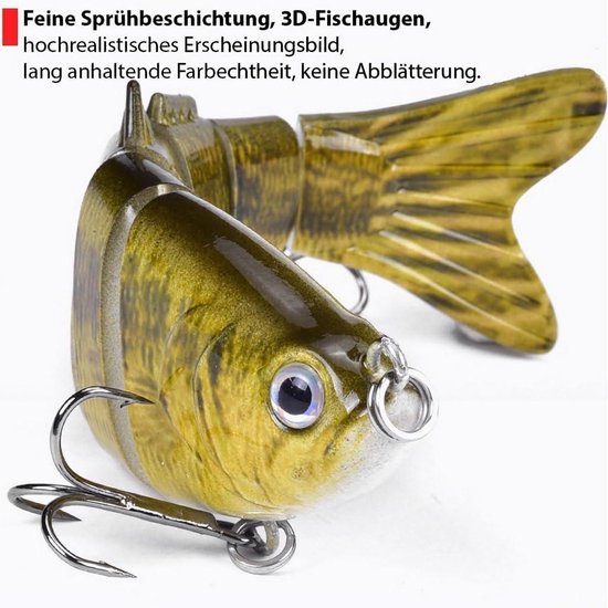 Hecht baars kunstaas set - 3 stuks in doos - roofvissen - Wobbler met scharnier - realistische loop van Hecht — afbeelding 5