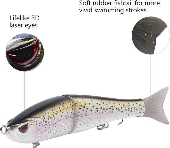 SwimPike Multi Jointed Swimbaits - Bas Vissen Lokken - Hard Lichaam - Zachte Vinnen - 8 Inch - 2.5 oz van SwimPike — afbeelding 4