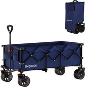 Bol.com LifeGoods Bolderkar - XXL - Opvouwbaar - 300L - 150KG Draagkracht - Blauw aanbieding