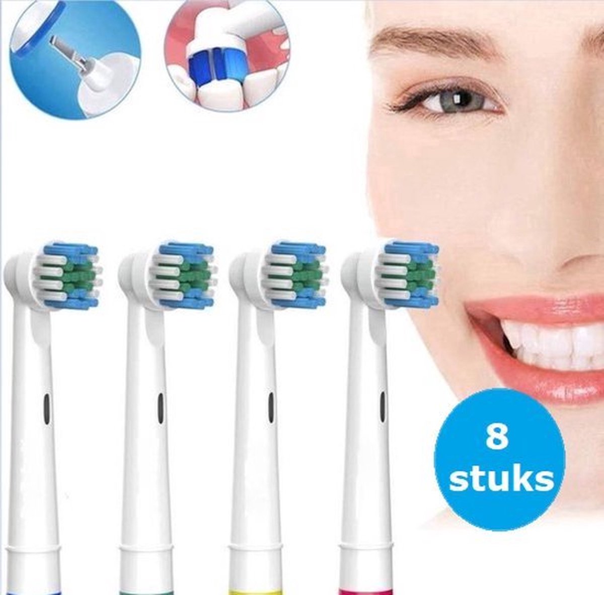 8 universele Opzetborstels voor Oral-B ® - Geschikt voor Oral-B en Braun - opzetborstel