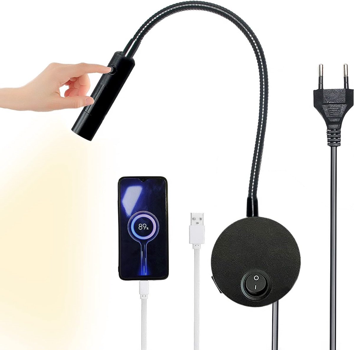 Dimbare Leeslamp met Flexibele Gooseneck - Verstelbare Helderheid - Stijlvolle Bedlamp voor Nachtelijk Lezen en Studeren