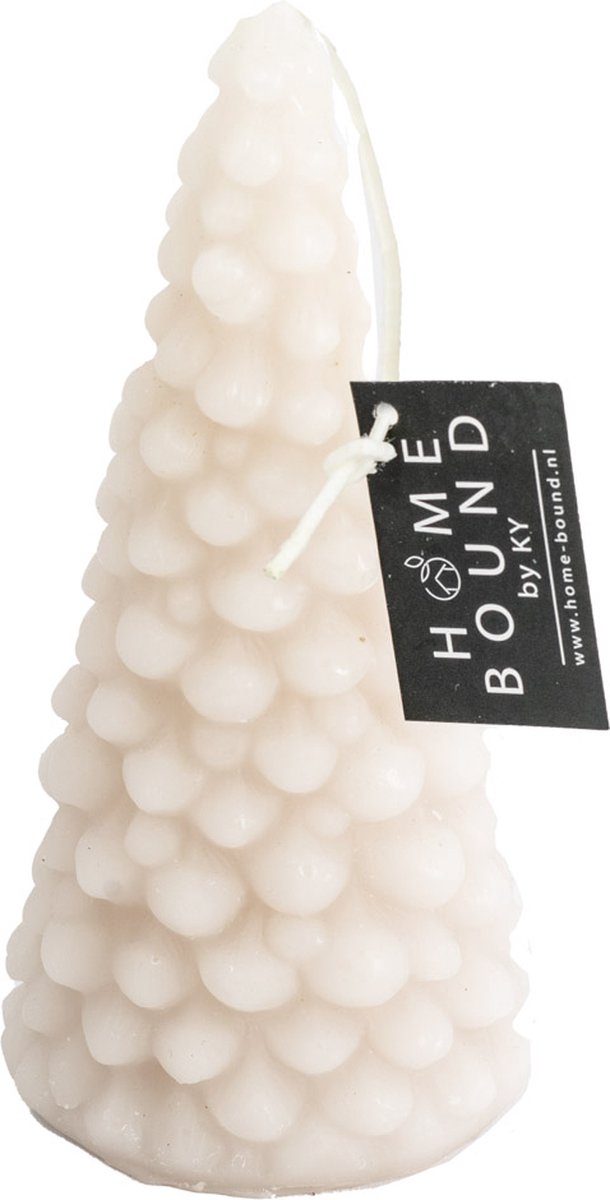 HomeBound by KY | Kaars kerstboom beige | 7,4x7,4x15cm | figuurkaars kerstboom
