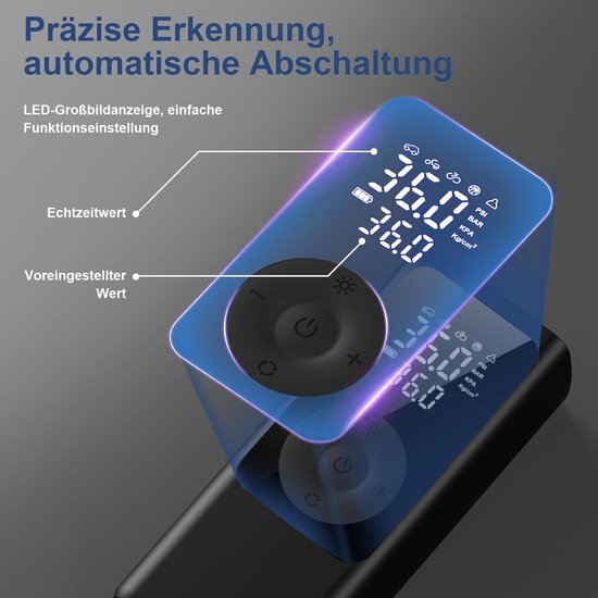 Draagbare Elektrische Luchtpomp met LCD-scherm en 150 PSI — afbeelding 3