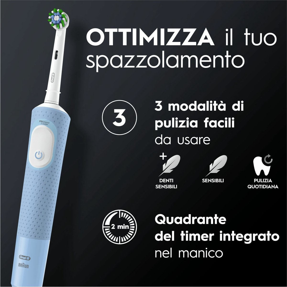 Afbeelding 2 van Oral-B Vitality Pro - D103 Duopack - Elektrische Tandenborstel - Blauw en zwart