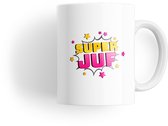 Super juf | Juf cadeau | Juf bedankt | Afscheid juf | Mok juf | Afscheidscadeau juf | Afscheidsmok | Theemok | Koffiemok | 330 ML | Fotofabriek