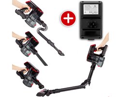 AG4000+ Steelstofzuiger Draadloos - 90 (!) Minuten Stofzuigen- Inclusief Extra Batterij -Stofzuiger Zonder Zak - Ook Dierenharen- Kruimeldief- Draadloze Stofzuigers - Steelstofzuigers - Kruimelzuiger - 250Watt - Sterke Zuigkracht - Compact & Licht