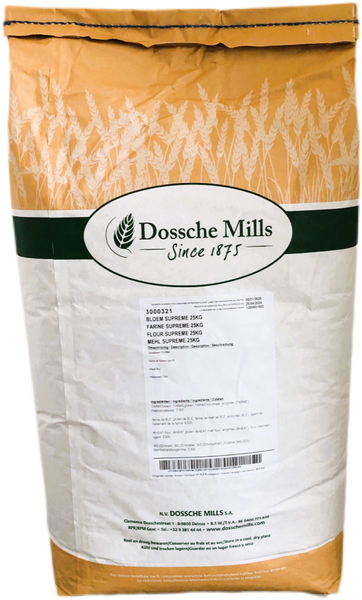 Bloem Suprème 25kg - brood pistolets bakken - bakingrediënt - bloem