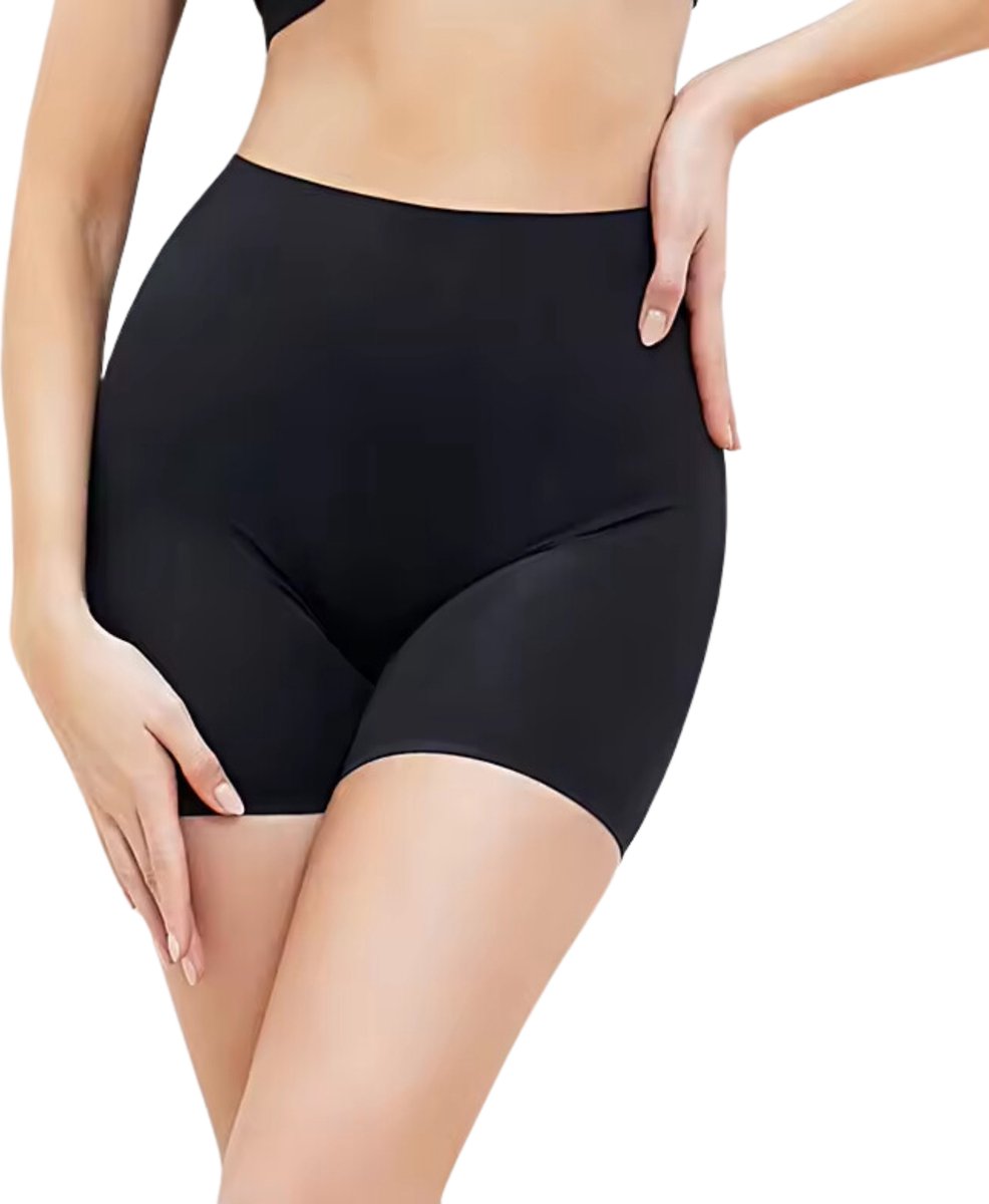 Dames boxershort naadloos - Maat L - Zwart - Licht corrigerend - broekje voor onder jurk - korte legging - Shapewear dames - Corrigerend ondergoed - corrigerende shorts -onzichtbaar ondergoed - Naadloos ondergoed - Dames boxer