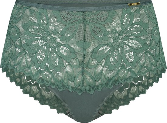 Sapph - High-short voor vrouwen - Met kant - See-through - Microstof - Flora - Groen - L