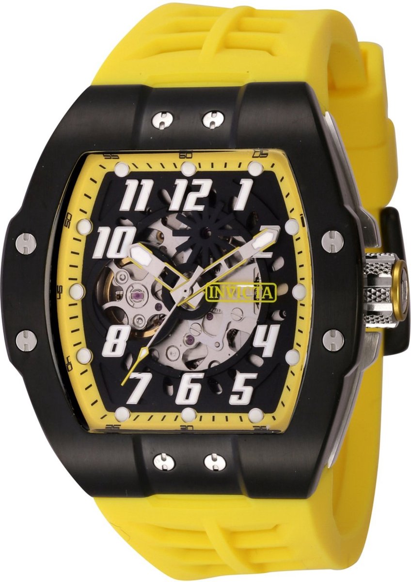 Invicta S1 Rally 44893 Heren Horloge - Waterdicht - Analoog - Automatisch Uurwerk - Roestvrij Staal met zwarte Wijzerplaat - 44mm
