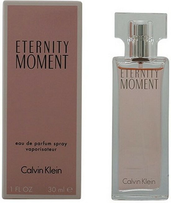 Calvin Klein Eternity Moment vaporisateur eau de parfum 30 ml pour femme avec boîte rose.