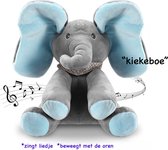 Zingende olifant - kiekeboe - zingt - beweegt met de oren -Blauw